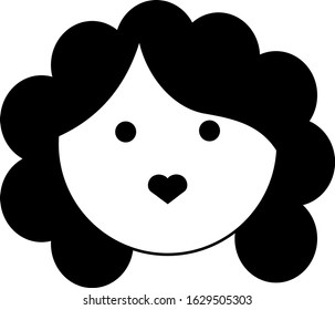 A simple design of kiss curly women icon