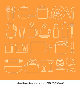 Simple design Kitchen linear icons 