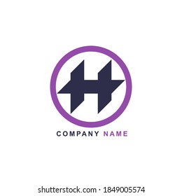 Simple design of letter H logo in circle