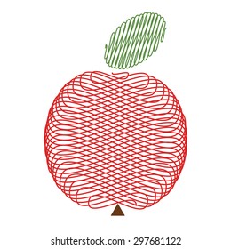Simple design line apple on white background