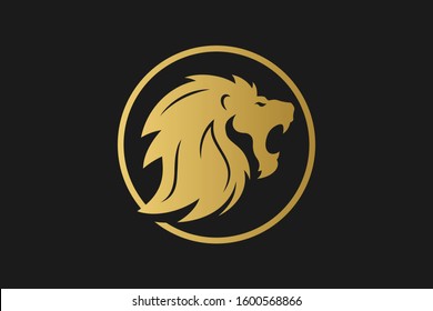 Simple Design of Lion Head Roaring Vector