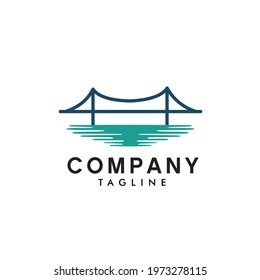 Simple design logo bridge above the sea 