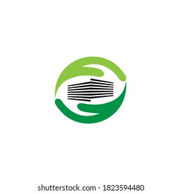 einfaches Design-Logo für den Bau in der Hand