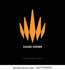 Einfaches Design-Logo-Kombination aus Schallwellen und Kronensymbolen