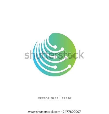 simple design logo of fiber optic data inside a circle