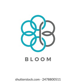 simple design logo initial B bloom with 6 circles forming a flower