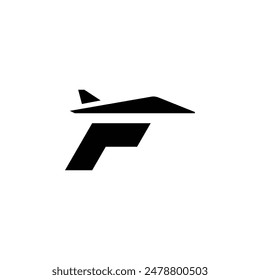 simple design logo initial F with jet plane