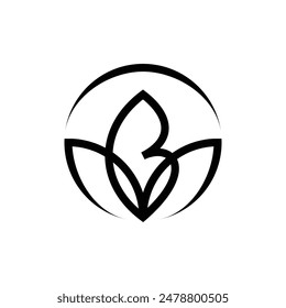 simple design logo of initials BM MB with lotus flower shape and circle