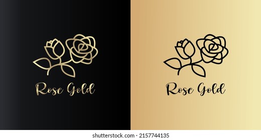 Simple design logo Rose gold line art free vector