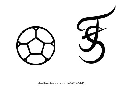 Simple design, logo of the word soccer and the pattern of the ball. Line art. Stock vector illustration.