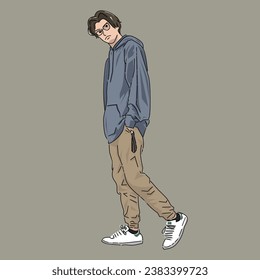 Simple design of male character with casual outfit