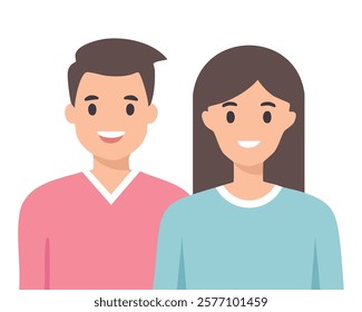 Simple design of male and female avatar characters