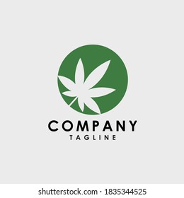 simple design of marijuana leaf silhouette in a circle