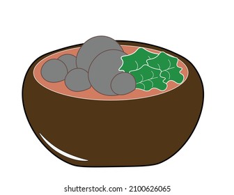 Simple design of meatball soup vector on white background 