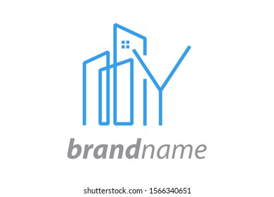 Simple design Mono line City combine with letter Y