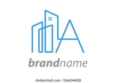 Simple design Mono line City combine with font A