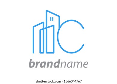 Simple design Mono line City combine with font C