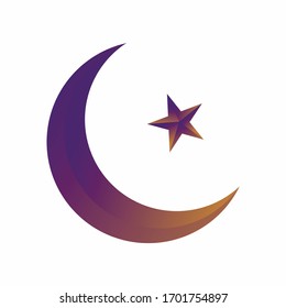 simple design of moon and star ornaments with shades of middle east and ramadan