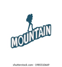Diseño sencillo de aventura montañosa con silueta escaladora.