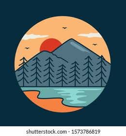 simple design mountain brand clothing illustration 