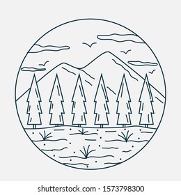 simple design mountain brand clothing illustration 