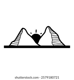 simple design of mountain with sun