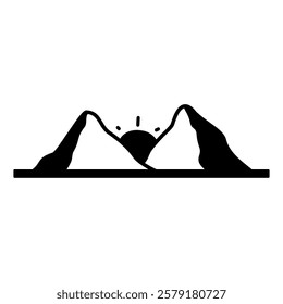 simple design of mountain with sun