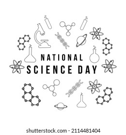 simple design national science day with line science element symbol