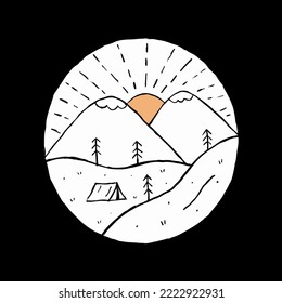 simple design of nature camping mountain wildlife design