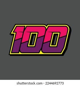 Simple design number for all about sports and racing. Racing number 100