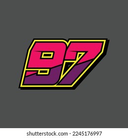 Simple design number for all about sports and racing. Racing number 97