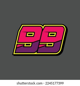 Simple design number for all about sports and racing. Racing number 99