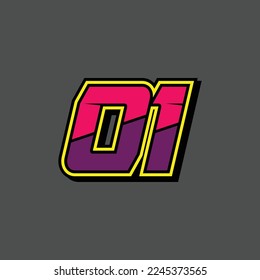 Simple design number for all about sports and racing. Racing number 01