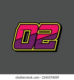 Simple design number for all about sports and racing. Racing number 02