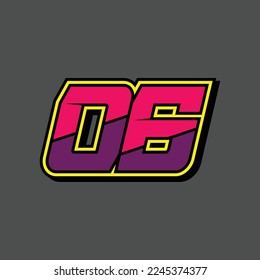 Simple design number for all about sports and racing. Racing number 06