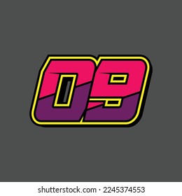 Simple design number for all about sports and racing. Racing number 09