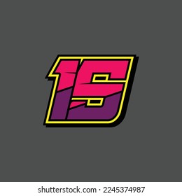 Simple design number for all about sports and racing. Racing number 15