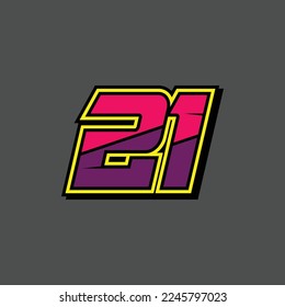 Simple design number for all about sports and racing. Racing number 21