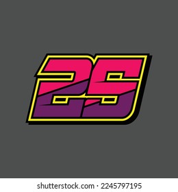 Simple design number for all about sports and racing. Racing number 25