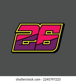 Simple design number for all about sports and racing. Racing number 26