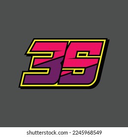 Simple design number for all about sports and racing. Racing number 35