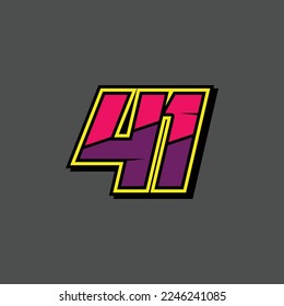 Simple design number for all about sports and racing. Racing number 41