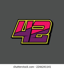 Simple design number for all about sports and racing. Racing number 42