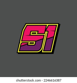 Simple design number for all about sports and racing. Racing number 51