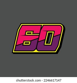 Simple design number for all about sports and racing. Racing number 60