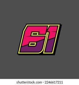 Simple design number for all about sports and racing. Racing number 61