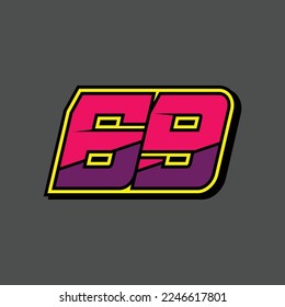 Simple número de diseño para todos sobre deportes y carreras. Número de carreras 69