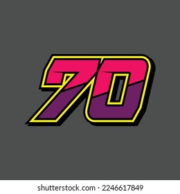Simple design number for all about sports and racing. Racing number 70