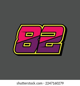 Simple design number for all about sports and racing. Racing number 82
