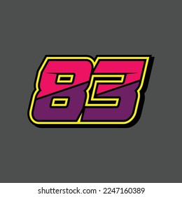 Simple design number for all about sports and racing. Racing number 83